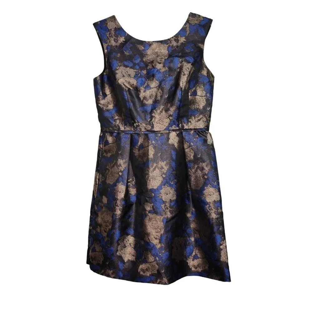 Donna Ricco Cocktail Semi-Formal Dress Women Size 10 Blue Metallic Sleeveless